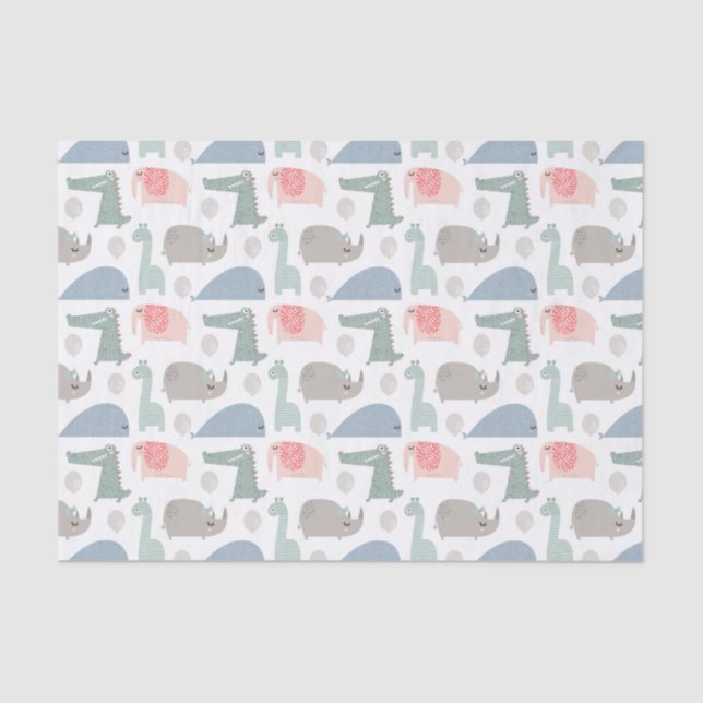 Funny Face Niedlich Doodle Tiermuster Seidenpapier (Vorderseite)