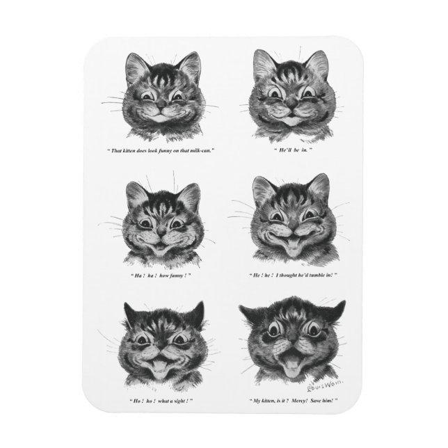 Funny Face of Cat, Louis Wain Magnet (Vertikal)