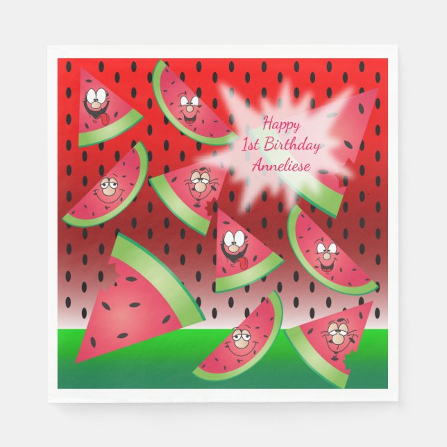 Funny Face Watermelon Design Serviette (Vorderseite)