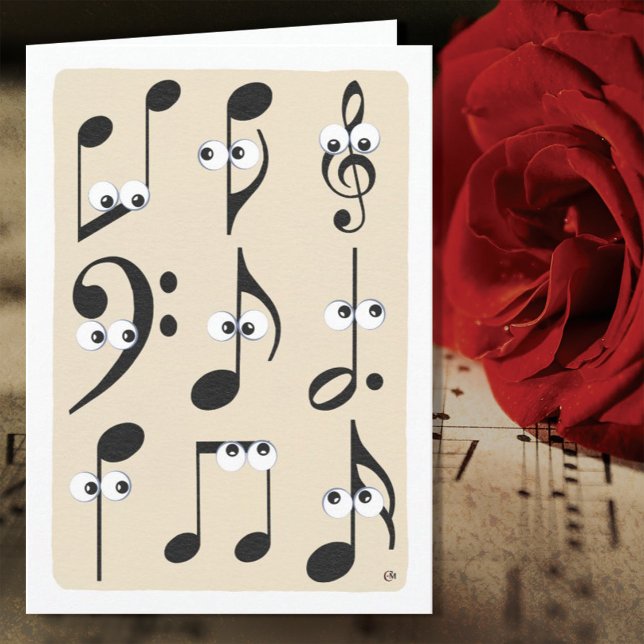 Funny-faced Music Notes Blank Karte (Von Creator hochgeladen)