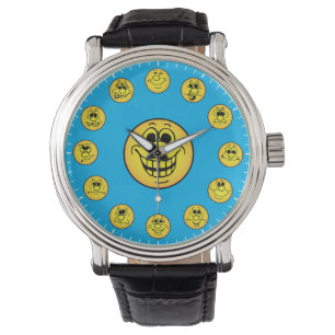 Funny Faces & Expressions Emoji's in Yellow Watch Armbanduhr