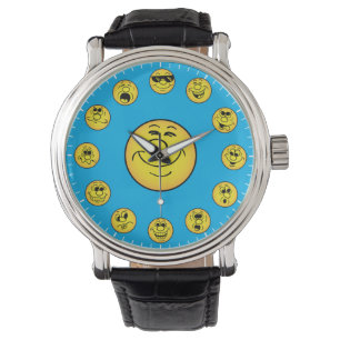 Funny Faces & Expressions Emoji's in Yellow Watch Armbanduhr