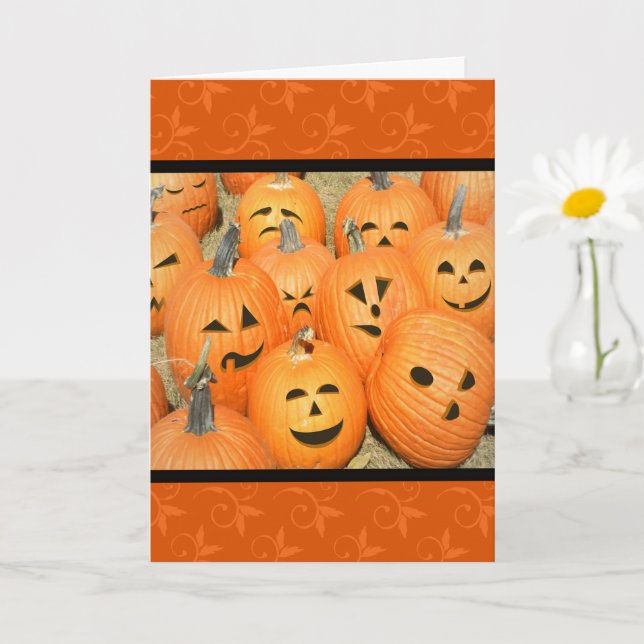 Funny Faces Pumpkin Patch Halloween Card Karte (Kleine Pflanze)