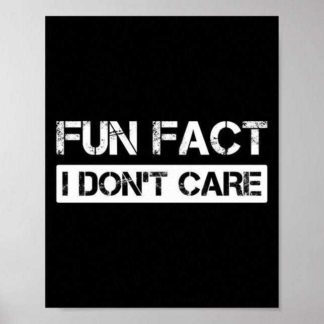 Funny Fact I Don't Care Motivational Quotes Long S Poster (Vorne)