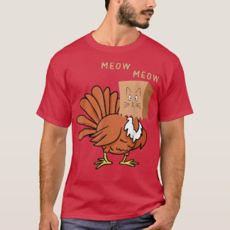 Funny Fake Cat Meow Erntedank Türkei Cat T-Shirt