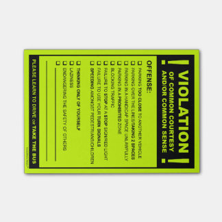 Funny Fake Parkticket Autofahrerziitation Post-it Klebezettel