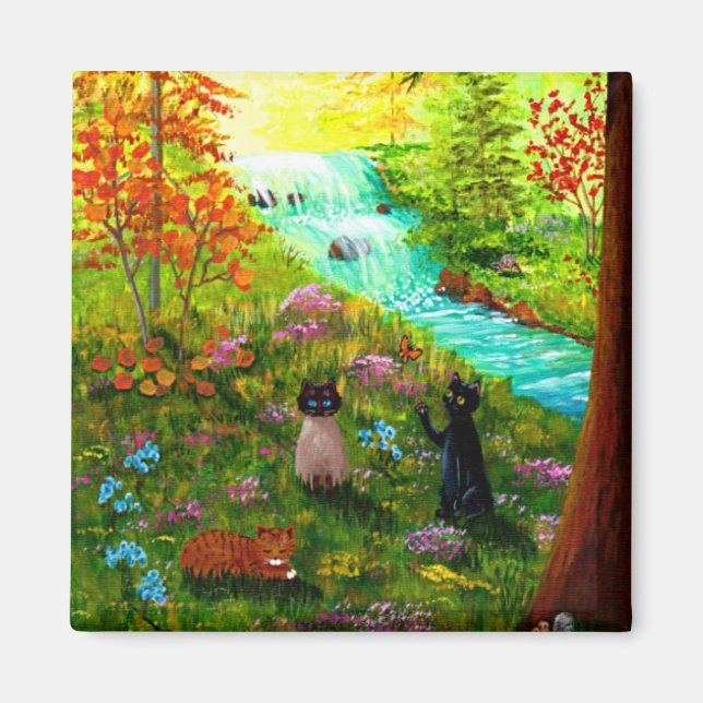 Funny Fall Cat Creationarts Magnet (Vorne)