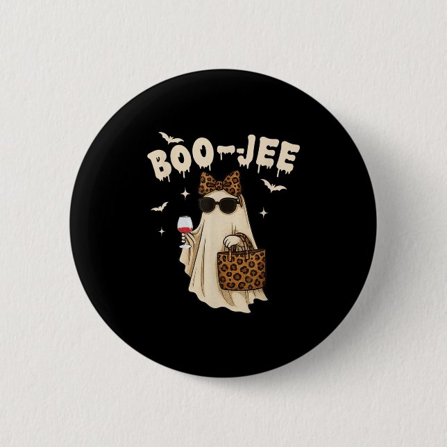 Funny Fall Halloween Ghost Boujee Boo Jee Soky Sea Button (Vorderseite)