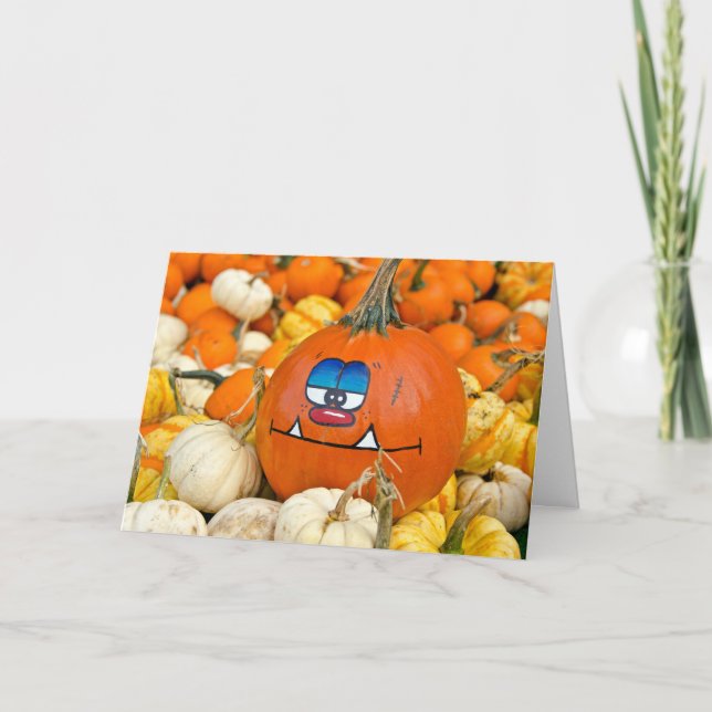 Funny Fall Pumpkin Karte (Vorderseite)