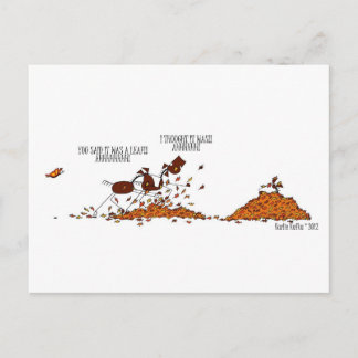 Funny Fall Season Horse & Butterfly Cartoon Postkarte