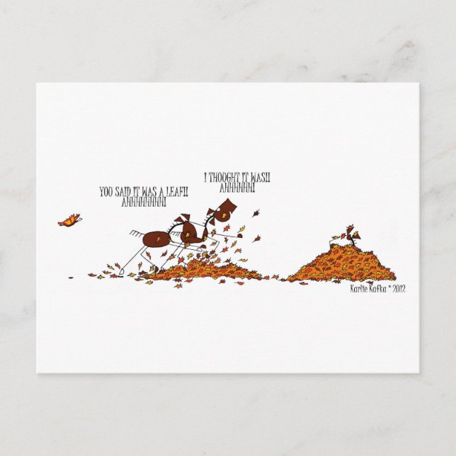 Funny Fall Season Horse & Butterfly Cartoon Postkarte (Vorderseite)
