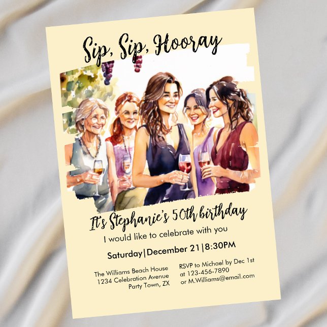 Funny Fall Wein Degusting Frau's 50. Geburtstag Einladung (Von Creator hochgeladen)