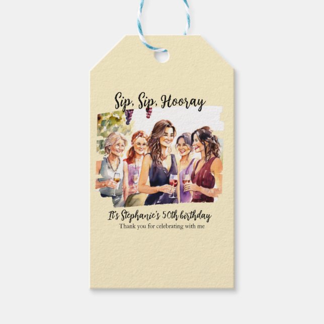 Funny Fall Wein Degusting Frau's 50. Geburtstag Geschenkanhänger (Vorderseite)