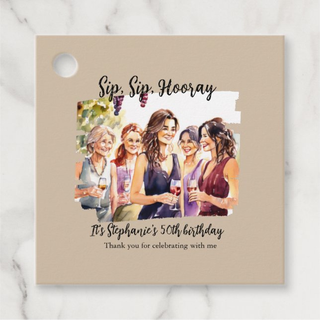 Funny Fall Wein Degusting Frau's 50. Geburtstag Geschenkanhänger (Vorderseite)