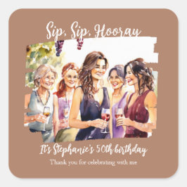 Funny Fall Wein Degusting Frau's 50. Geburtstag Quadratischer Aufkleber