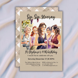 Funny Fall Wine Tasting Woman's 40th Birthday Einladung