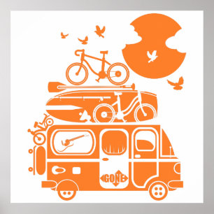 Funny Familienurlaub Campervan Poster