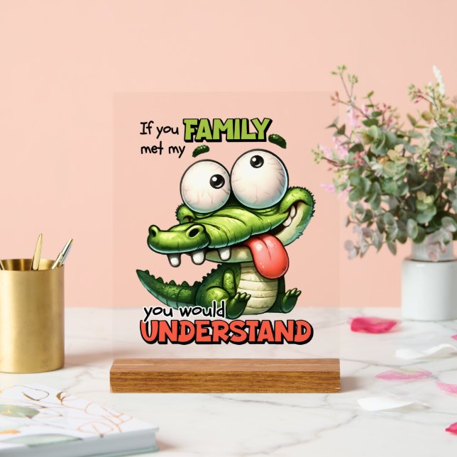 Funny Family Alligator Wortart Acrylschild (Hochzeit)