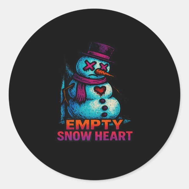 Funny Family Christmas Empty Snow Heart Snowman Pr Runder Aufkleber (Vorderseite)