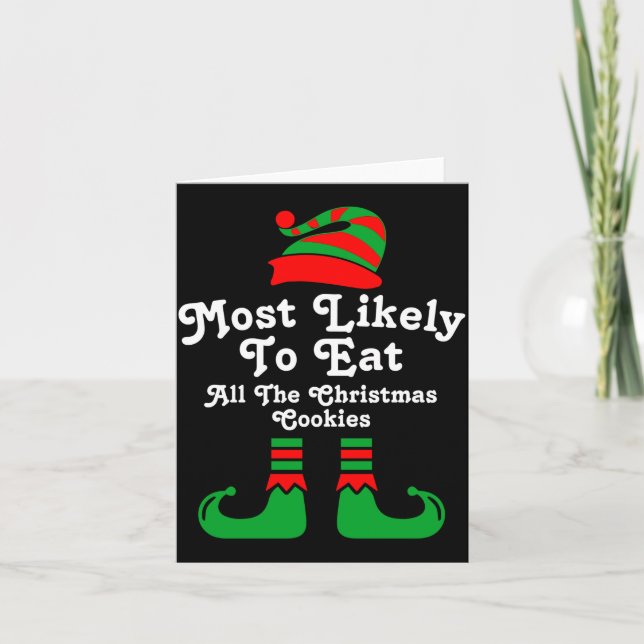 Funny Family Christmas Most Likely To Elf  Karte (Vorderseite)