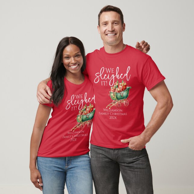 Funny Family Christmas Sleigh T-Shirt (Unisex)