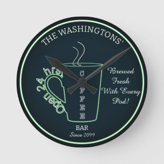 Funny Family Coffee Bar Wall Clock Runde Wanduhr