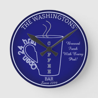 Funny Family Coffee Bar Wall Clock Runde Wanduhr