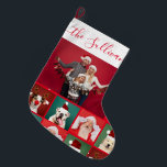 Funny Family Foto Collage Name Red Christmas Großer Weihnachtsstrumpf<br><div class="desc">Ihr Foto Custom Personalisiert Funny Family Collage Red Christmas StockingsFunny Family Foto Collage Name Roter Weihnachtsweihnachtsweih Grosser Strumpf mit Schneefall auf soliden roten leuchtenden Farben. Modernes und einfaches Design.</div>