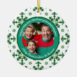 Funny Family Foto gefüllt mit Joy Green & White Keramik Ornament