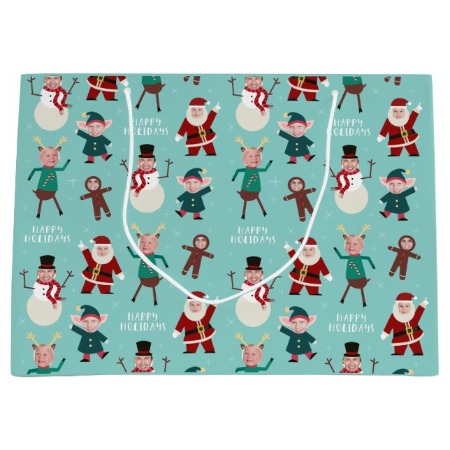 Funny Family Foto Holiday Geschenktasche Große Geschenktüte (Vorderseite)