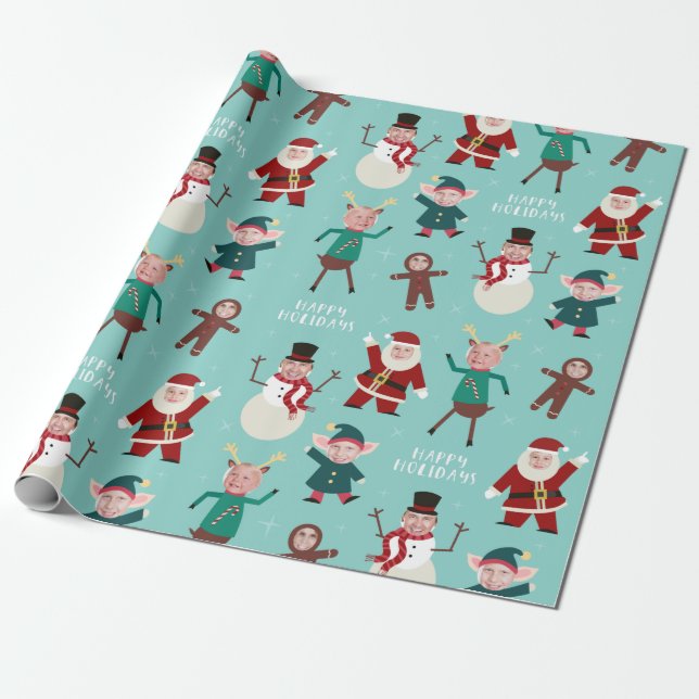 Funny Family Foto Holiday Wrapping Paper Geschenkpapier (Ungerollt)
