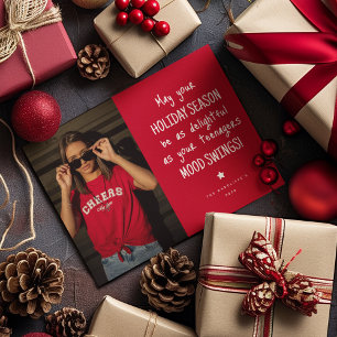 Funny Family Foto Red Christmas Feiertagskarte