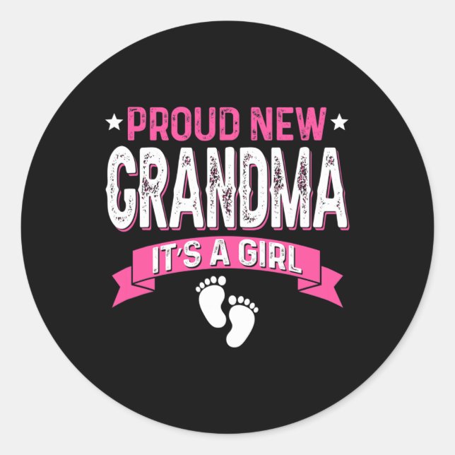 Funny Family Gender Reveal Proud New Grandma It's  Runder Aufkleber (Vorderseite)