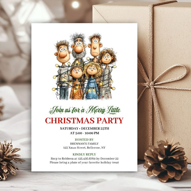 Funny Family Hand Drawn Christmas Party Invite Einladung (Funny Family Hand Drawn Christmas Party Invite)