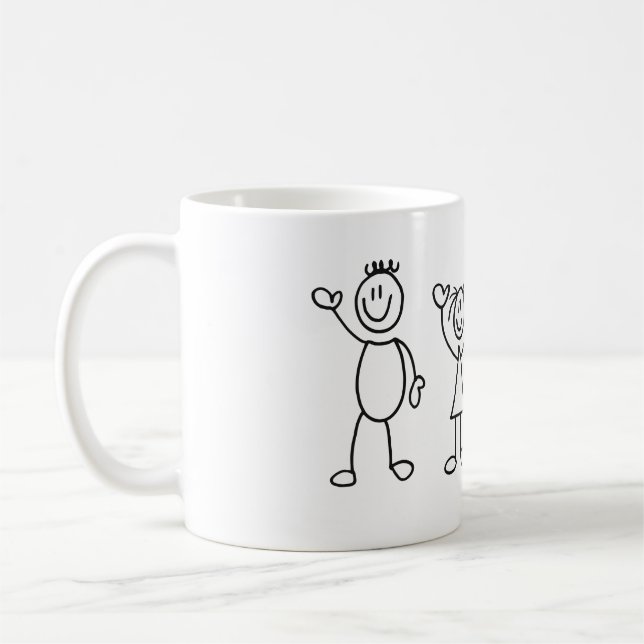 Funny Family Strichmännchen Kaffeetasse (Links)