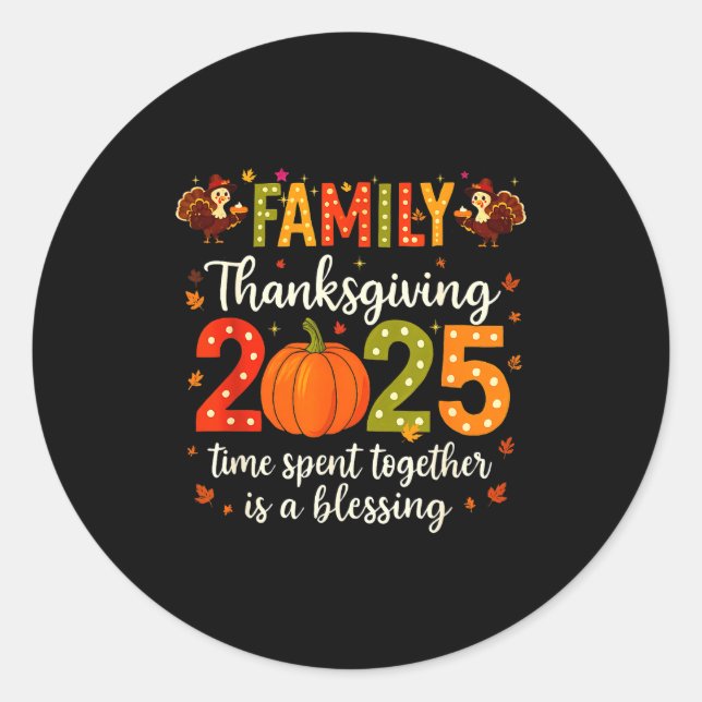 Funny Family Thanksgiving 2025 Shirt - Cute Pumpki Runder Aufkleber (Vorderseite)