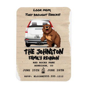 Funny Family Wiedersehen Einladung mit Bärenmagnet Magnet