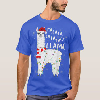 Funny Fan La Llama Xmas Lights Weihnachtsmannmütze T-Shirt