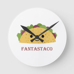 Funny Fantastaco Taco Pun Cute Kawaii Taco Runde Wanduhr