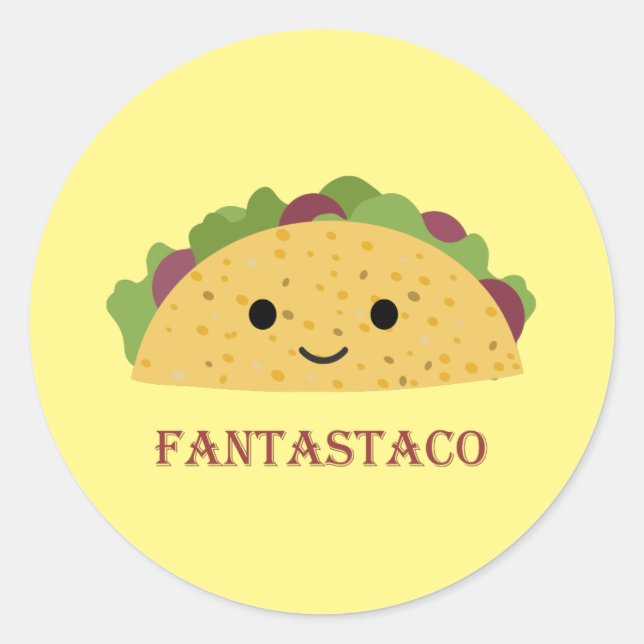 Funny Fantastaco Taco Pun Niedlich Kawaii Taco Runder Aufkleber (Vorderseite)