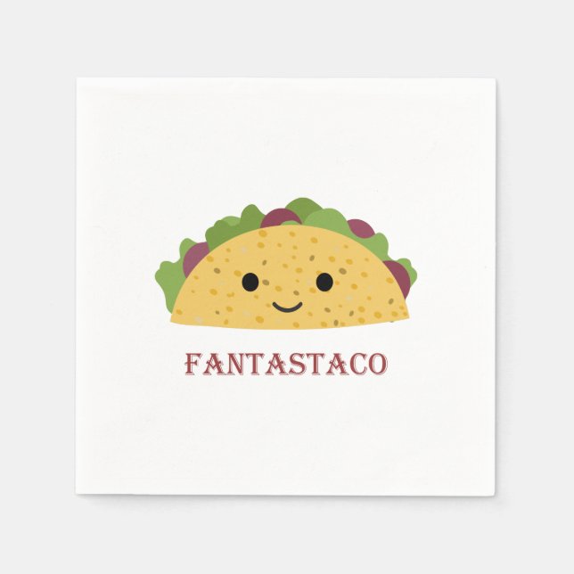 Funny Fantastaco Taco Pun Niedlich Kawaii Taco Serviette (Vorderseite)