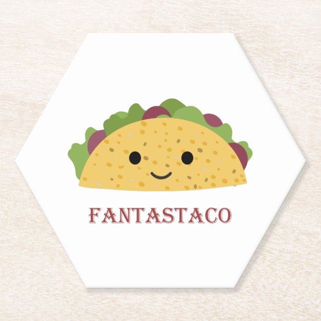 Funny Fantastaco Taco Pun Niedlich Kawaii Taco Untersetzer (Vorderseite)