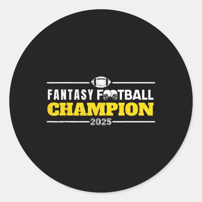 Funny Fantasy Football 2025 Champion Fantasy Footb Runder Aufkleber (Vorderseite)