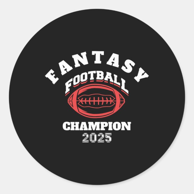 Funny Fantasy Football 2025 Champion Fantasy Footb Runder Aufkleber (Vorderseite)