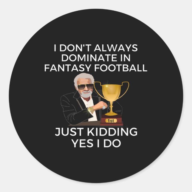 Funny Fantasy Football Champion Fantasy Football Runder Aufkleber (Vorderseite)