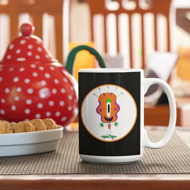 Funny, farbenfroh, Cartoon Monster, Halloween Kaffeetasse (Take a look at this very cool cartoon monster mug!)