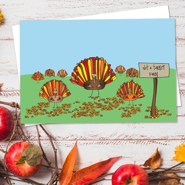 Funny, farbenfroh, Erntedank Türkei Cartoon Dankeskarte (Hey, check out this funny cartoon Thanksgiving and holiday greeting card!)