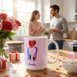 Funny, farbenfroh, Niedlich, Cartoon Valentinherz Kaffeetasse