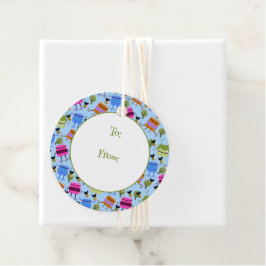 Funny farbenfrohe Frösche und Hummeln Geschenkanhänger