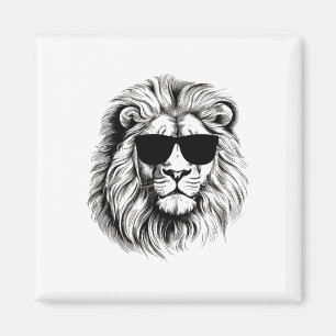 Funny farbenfroher Löwe in Sungles für Lover Lions Magnet